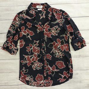 Express Slim Portofino Shirt Navy Floral S